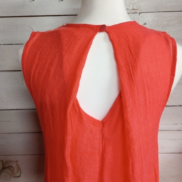 Jella C Coral Lace Sleeveless Top Small Boho Keyhole Back V-Neck Coastal Beachy - Picture 6 of 12